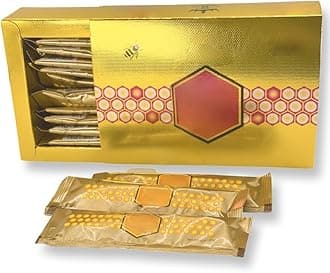 Large 12 Pack of Original Extra Strong Full Strength Natural Honey Pack Enriched with Natural Jelly - Bee Pollen from Ginseng Blossoms & Herbs, Full 12ct Box of 20G Each Honey Sachets Pouches