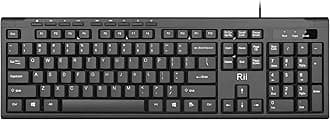 Rii RK907 Ultra-Slim Compact USB Wired Keyboard for Mac and PC,Windows 10/8 / 7 / Vista/XP (Black) (10PCS)