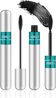 2 in 1 Vibely Mascara 5x Longer Waterproof Lash Cosmetics Natural Lengthening and Thickening Effect No Clumping Superstrong Magic 4d Silk Fiber Mascara Makeup, Black