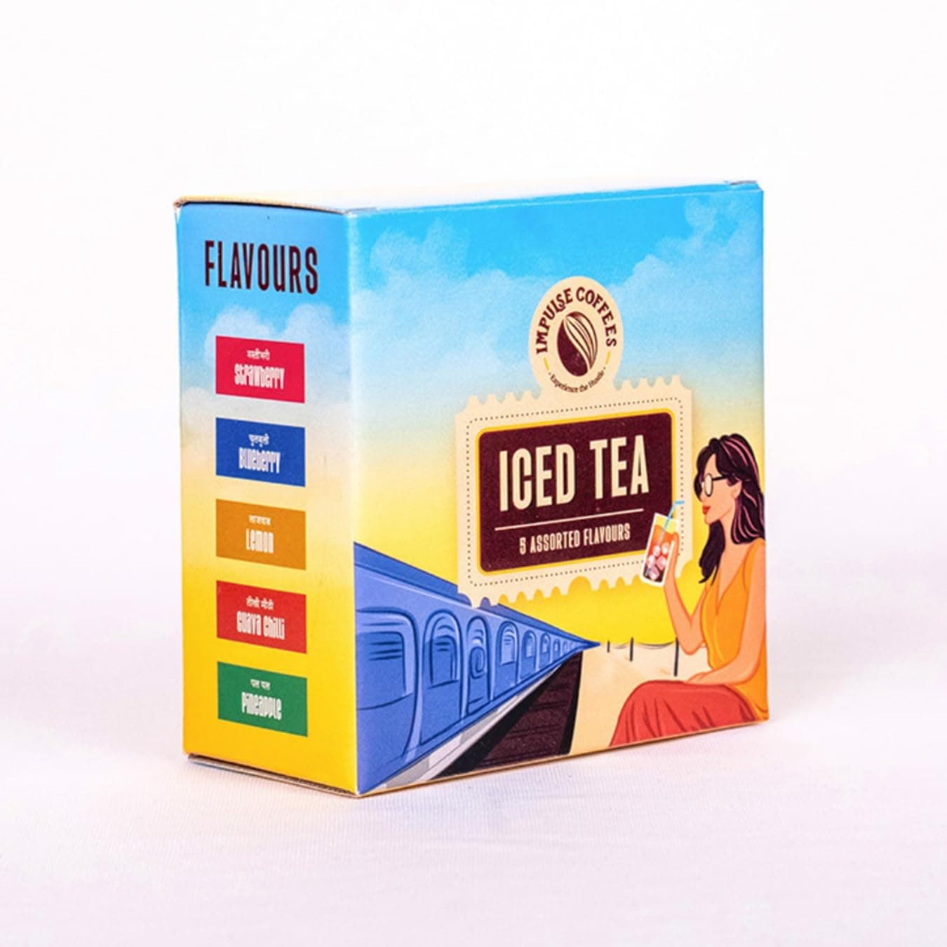 Impulse Coffees Assorted Instant Iced Tea Box | 10 Iced Tea Premix Sachets | 5 Flavours | Tasty Everyday Ideal Drink Mix | Refreshing Instant Drink | Ideal For Home & Travel | 20 GM Each Sachet x 10