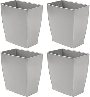 iDesign Small Bathroom Trash Set of 4-Gray Mono Rectangular Can M4