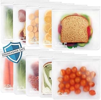 10 Pack Reusable Sandwich Bags, Reusable Quart Bags Extra Thick Leak-proof Freezer Bags Bpa and Silicone Free for Marinate Meats, Cereal, Sandwich, Travel Items, Home Organization