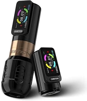 Ambition Zetton Wireless Tattoo Machine with Extra 2400mAh Touch Buttons LED Digital Display Rotary Tattoo Machine Cartridge Battery Pen with Brushless Motor Straight Drive Bar for Tattoo Artist