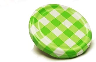Metal Lug Cap 82 mm Lid for Glass Storage Jars and bottles (brand peerul) (Pack of 10, Green Checkered)