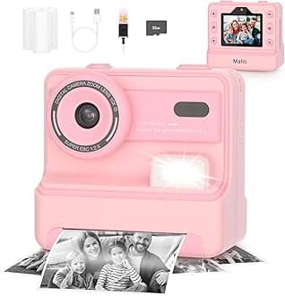 Mafiti Kids Camera Instant Print,1080P Selfie Digital Camera with 2.4 Inch Display 1200 mAh Battery,3-12 yrs Girls Boys Toys Gifts for Birthday/Xmas/Holiday,Pink