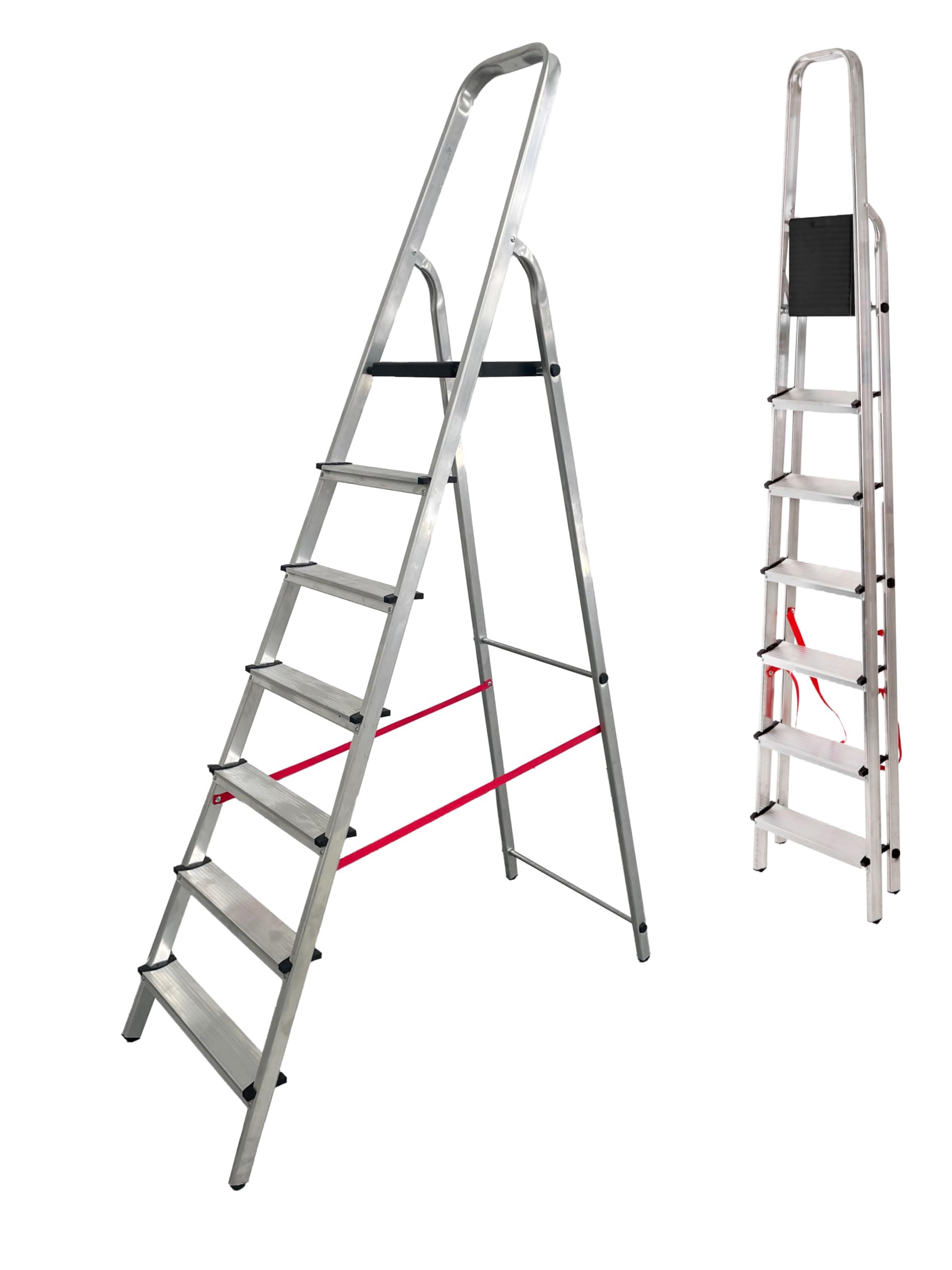 MYPRO Aluminium Step Ladder, Lightweight,Portable, Heavy Duty Platform Steps, 3 4 5 6 7 8 Step,EN131 & TUV Certified, 150KG Capacity, Ideal for Trade & DIY (7 Tread)