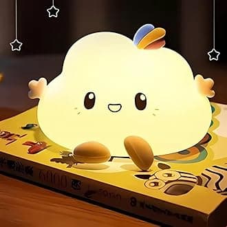 One94Store Big Cloud Face Silicone Night Light – 7 Color Changing LED Lamp with Touch Sensor Control | USB Rechargeable, Cute Kids Bedroom Decor & Gift for Babies, Toddlers, and Children