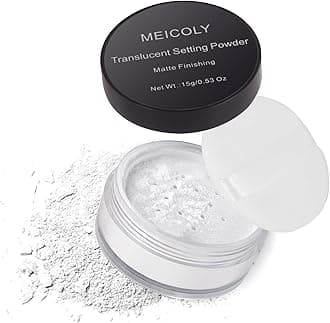 MEICOLY Talc-Free Setting Powder with Sifter,Long Lasting Loose Face Powder,Translucent Powder Colorset Powder,Matte Finishing White Face Paint Setting Powder for Halloween SFX Makeup,Oil Control