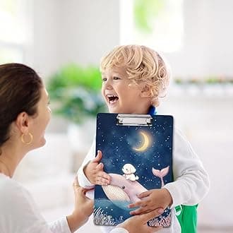 WAVEYU Cute Clipboard, Wooden Hardboard Decorative for Office Supplies, Fashion Nursing Clip Board with Low Profile Metal Clip, Chic Designed for Standard Size(12.5"x9"), Pink Dolphin Pattern