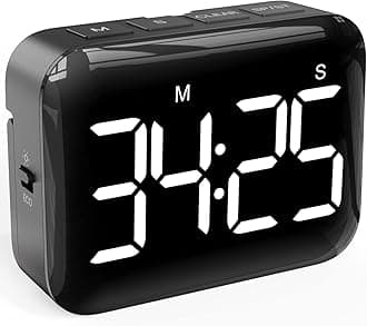 Magnetic Kitchen Timer for Cooking with Count Up Countdown, Digital Timer Battery Powered with Large Display, 2 Brightness and Volume Levels for Classroom, Teacher, Kids (Dark Black)