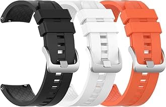 3-Pack Silicone Bands for Huawei Watch GT Classic Replacement Strap (Black, White, Orange)