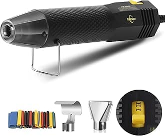 Mini Heat Gun with 6.56FT Long Cable, CUBEWAY 350W Dual-Temp 392~662°F Heat Shrink Gun with Reflector Nozzle and Shrinking Tubes for Wire Connectors, Small Hot Air Gun for Embossing Crafts