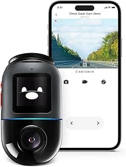 70mai Dashcam Omni, 360° Recording, eMMC Storage, Compact, 2MP, HDR, Safety Driving Assistance, Parking Surveillance, Built-In GPS, Wi-Fi/Bluetooth, Easy to Use, TELEC/MIC Certified, Black/Gray, 64GB