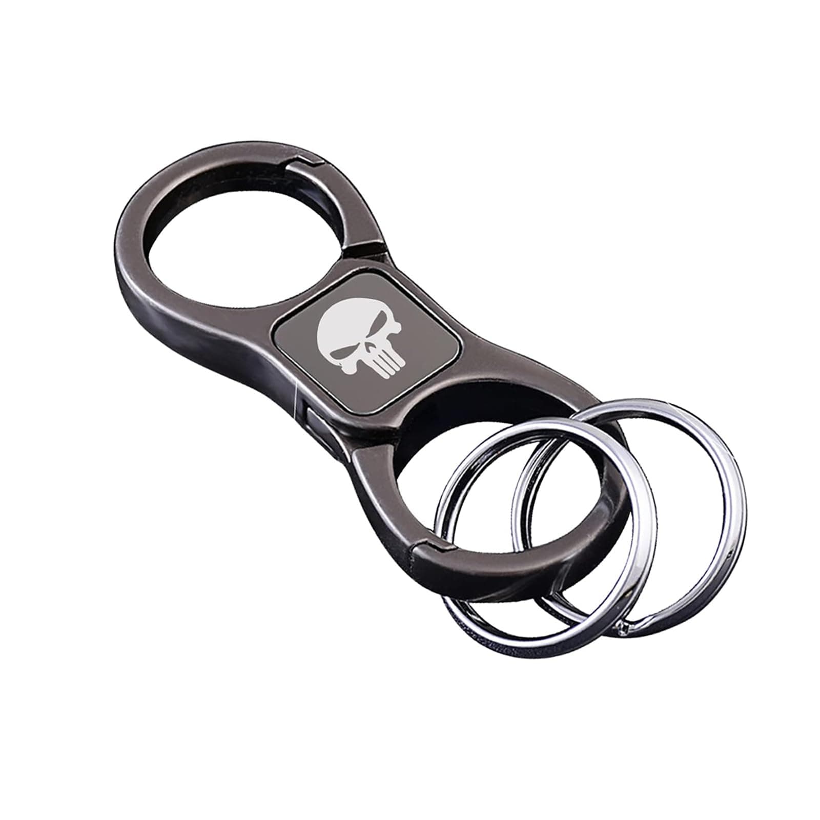 1 Pack Skull Key Chain, Key Chain with 2 Key Rings and Quick Release Zinc Alloy Detachable Key Chain (Black)