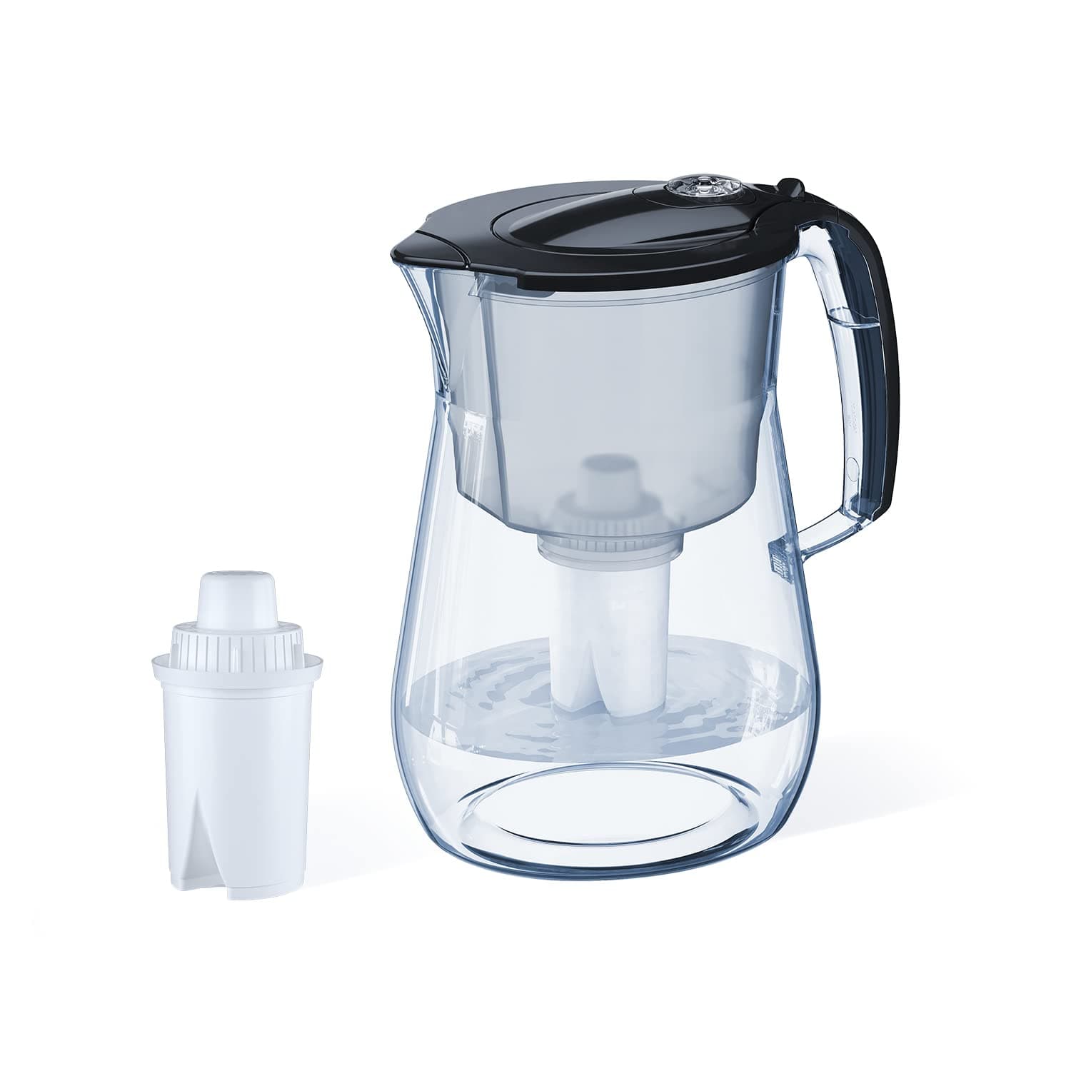 12 Cup Opal Water Filter Pitcher with 1 x B15 Filter | Reduces Chlorine & Heavy Metals | Fast Flow Water Filtration | BPA-Free & Dishwasher Safe | Improved & Filtered Water | Black