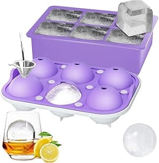 ROTTAY Ice Cube Trays (Set of 2), Sphere Ice Ball Maker with Lid & Large Square Ice Cube Maker for Whiskey, Cocktails and Homemade, Keep Drinks Chilled Purple