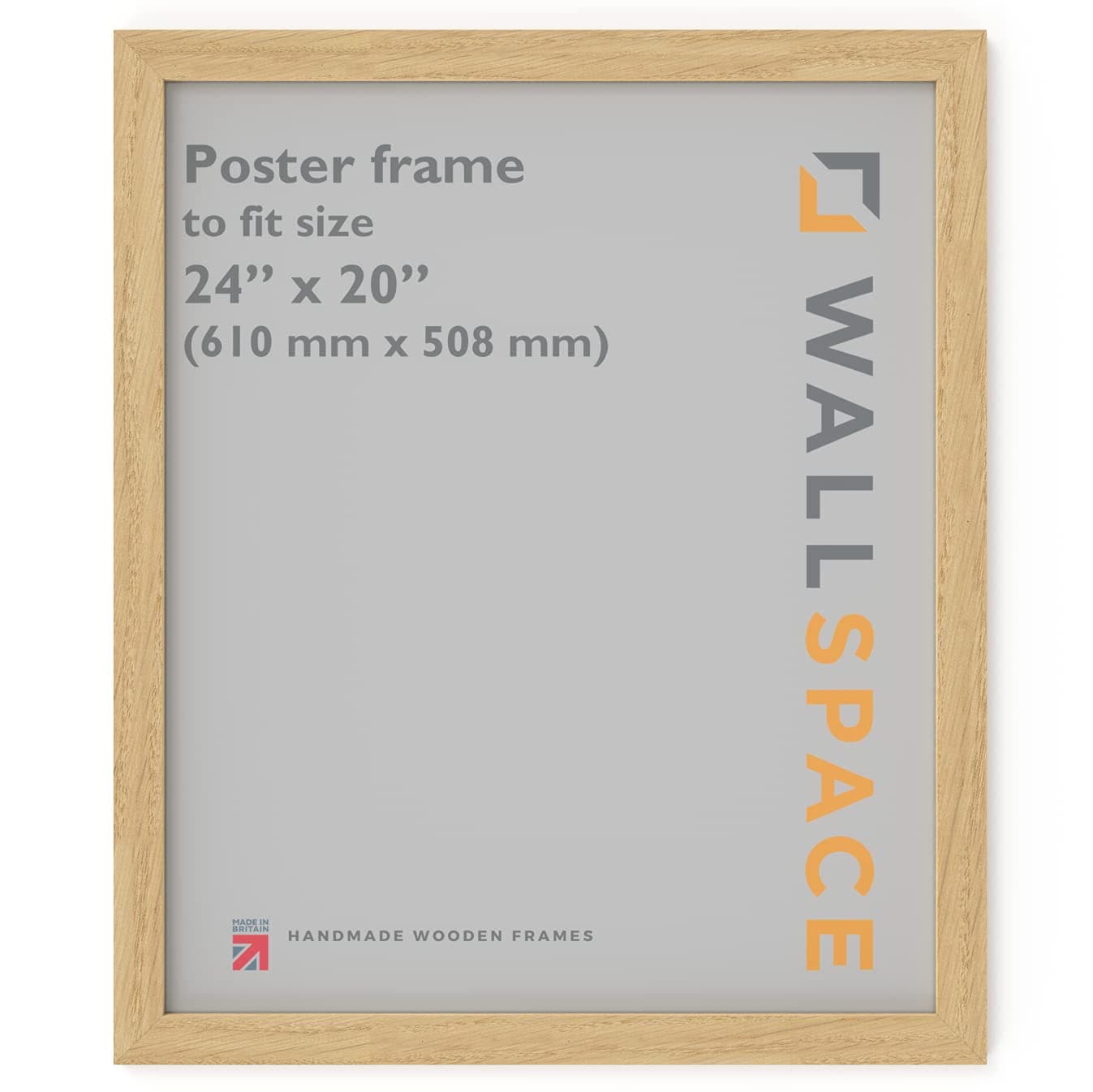 Wall Space 24x20 Solid Oak Poster Frame - 24 x 20 inch Wooden Poster Frame - Picture Frames Made from SOLID WOOD here in the UK