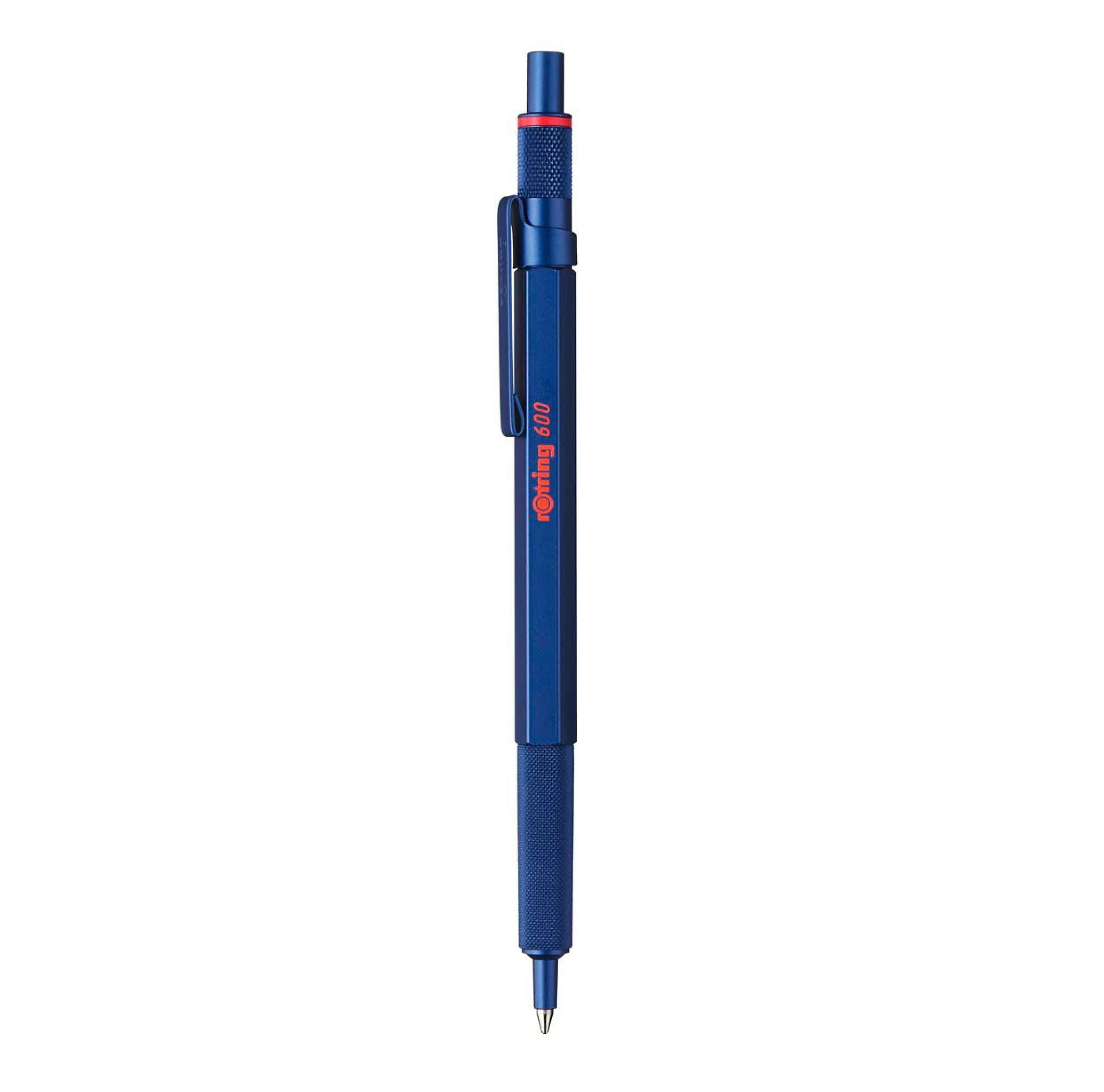 Ball Point Pen 1.0mm Medium Point Black Ink Blue All Metal Body Hexagonal Barrel Non-Slip Knurled Grip Refillable 600 Series