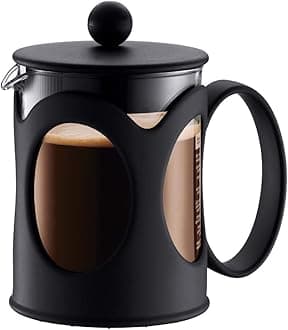 Bodum Kenya French Press - 500ml / 4 Cups Coffee Maker - Heat-Resistant Borosilicate Glass & Stainless Steel - Dishwasher Safe Cafetiere - Made in Portugal
