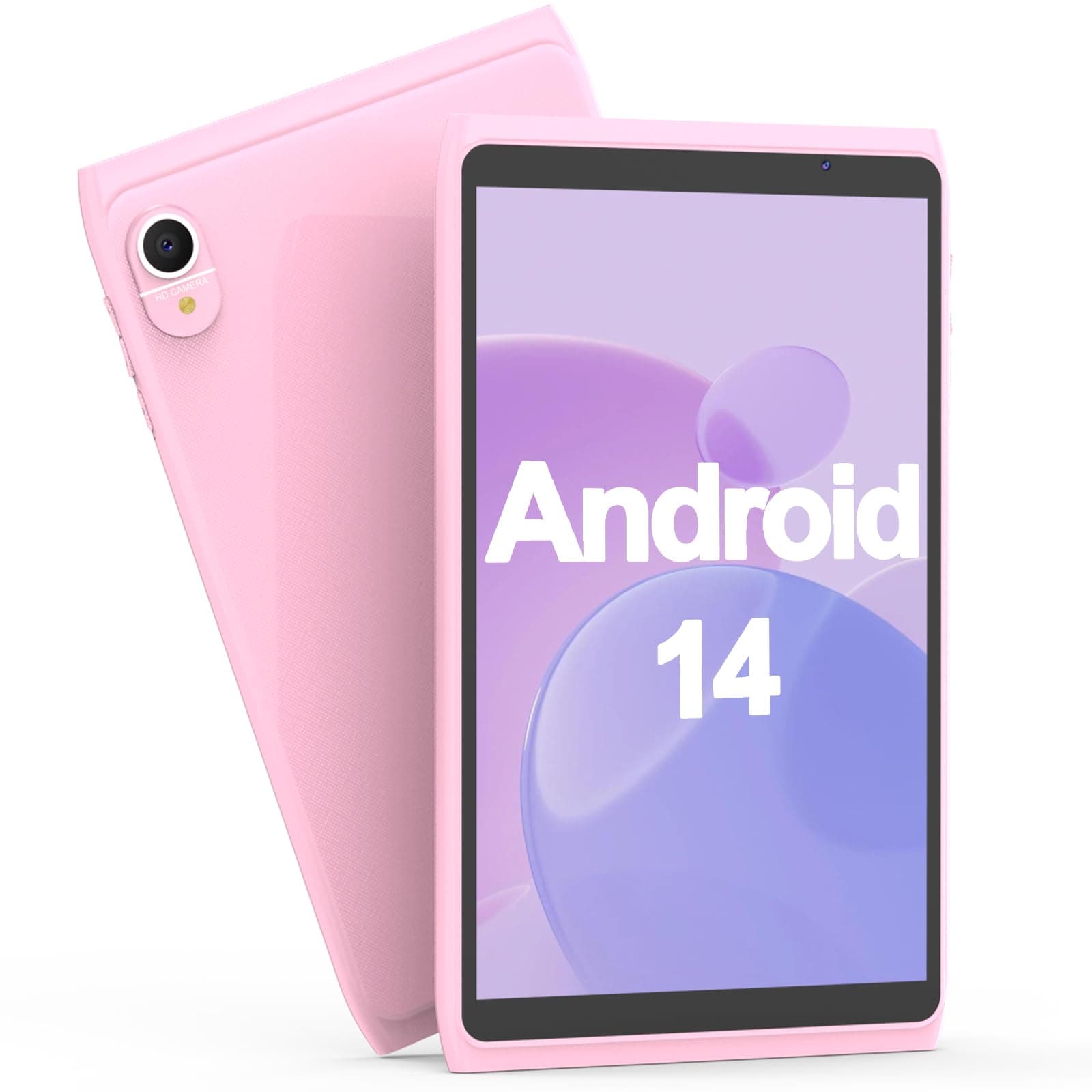 Tablet Android 14 Tablets 8 inch, WiFi 6 Tablet Computer 2GB RAM 32GB ROM, 1280x800 IPS Touch Screen, 2+8MP Dual Camera, 4300mAh Battery, Google GMS Certified Tablet PC (Pink)