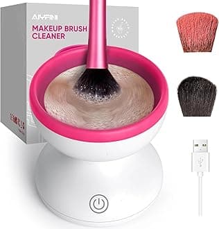 Alyfini Makeup Brush Cleaner Machine - Electric Make up Brushes Cleaner Cleanser Tool for All Size Beauty Foundation Concealer Contour Eyeshadow Brush Silicone Makeup Cleaning Machine Solution