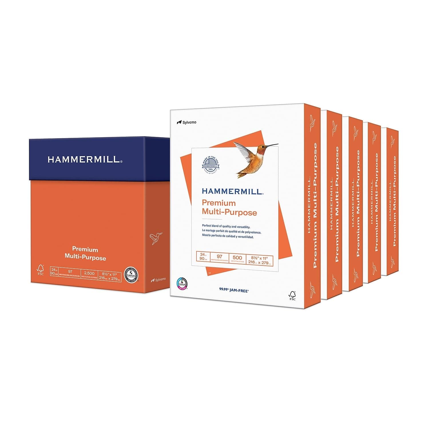 Hammermill Printer Paper, Premium Multipurpose Paper 24 lb, 8.5 x 11-5 Ream (2,500 Sheets) - 92 Bright, Made in the USA