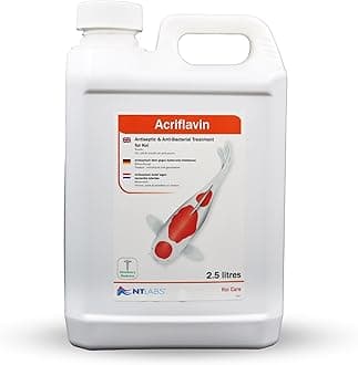 Koi Care Acriflavin, Koi Medicine, Koi Treatment for Fin, Tail & Mouth Rot and Ulcers, Treats Bacterial Infections in Koi, Quarantine Solution for Koi, 2.5 Ltr