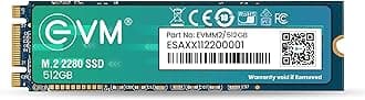 EVM M.2 (2280) 512GB SATA SSD 3D TLC NAND Flash Internal SSD Fast Performance Ultra Low Power Consumption (EVMM2-512GB, Black)