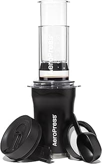 AeroPress Go Plus, Small Portable Coffee Maker Kit, Travel, Camping & Office, All-in-One French Press, Pour-Over & Espresso Style Manual Brewer, 2 Min Brew for Less Bitterness, More Flavor, Black