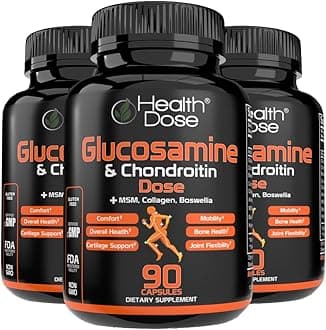 Glucosamine Plus Premium Joint Support - with MSM, Collagen & Boswellia - 90 Capsules - Antioxidant Properties for Cartilage Support, Joint Health & Mobility Pack of 3.