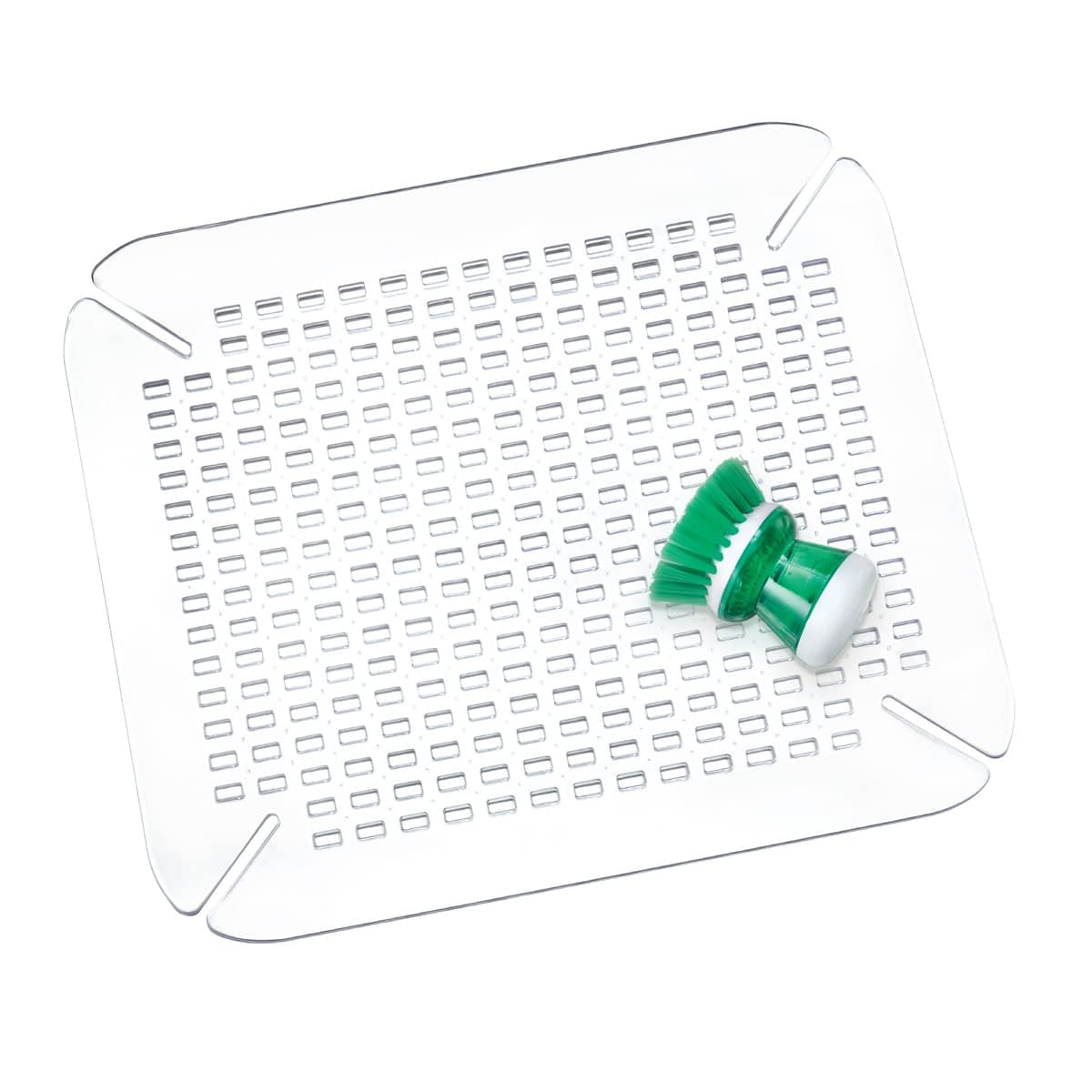 iDesign Sink Protector Mat for Sinks, Practical Drainer Mat for Kitchen Sink, Made of Durable Plastic, Clear