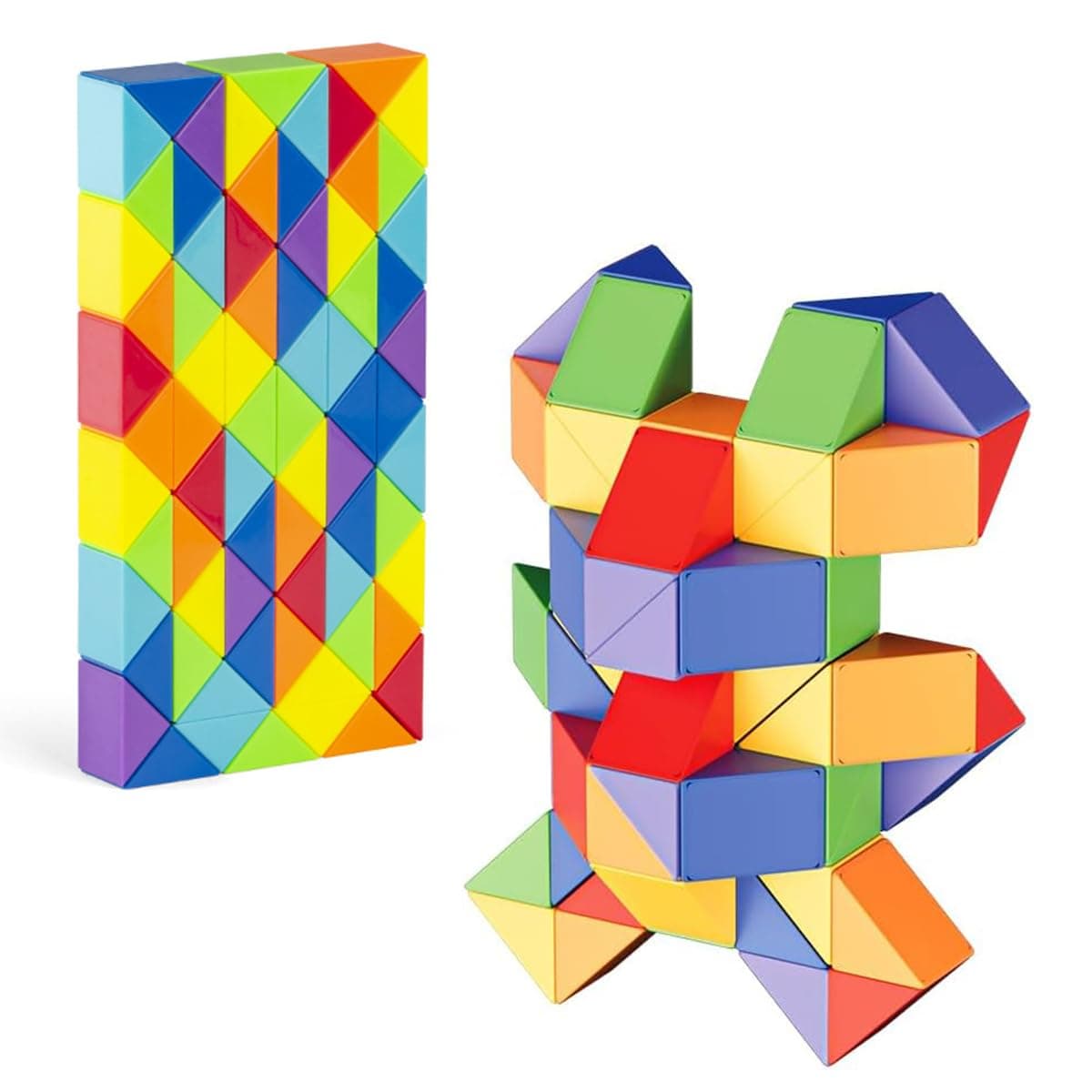 Magic Ruler Fidget Snake Cube Twist Puzzle Magic Snake Sensory Toys Collection Brain Teaser, Dice Fidget Toys for Kids Adults Teens(72 Sections: 126cm)
