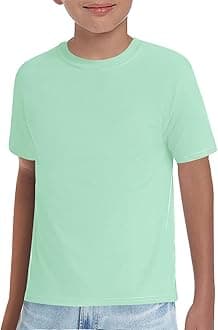 Haloumoning Boys T-Shirts Kids Short Sleeve Crewneck Solid Basic Tees Casual Tops 5-14 Years