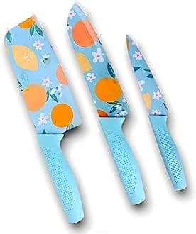 - Kitchen Knife Stainless Steel 3 Pieces Professional Knife Set with Color Printing and Non-Slip Handle (3 PCS Multi Color)