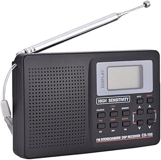 Yoidesu Portable Digital AM FM Stereo Radio FM/AM/SW/LW/TV Sound Digital Tuning Full-Band Radio Receiver with Alarm Clock (Step Value 9k)