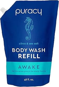 PuracyNatural Body Wash Refill, Citrus & Sea Salt, Bath & Shower Gel for Men and Women, 64 Ounce