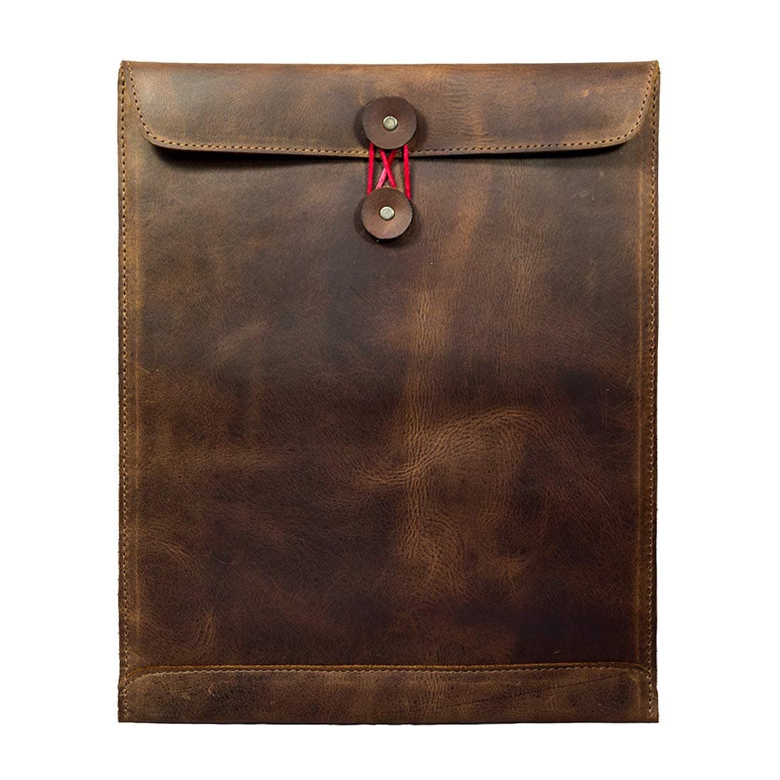 Hide & DrinkMailing Envelope Document Holder, Gummed, Handmade from Full Grain Leather (Bourbon Brown)