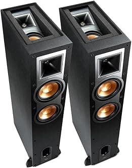 Klipsch R-26FA Dolby Atmos Floorstanding Speaker, 100 W RMS Power at Main Channel, Pair, Black