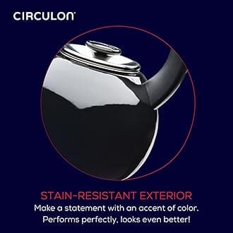 Circulon 48166 Whistling Teakettle/Teapot with Flip-Up Spout, Enamel on Steel, Black