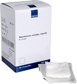 ABENA compresses 125 pieces, non-woven, STERILE ULTRASOFT wound dressings, 4-layer 5 x 5 cm, packed 5 pieces (box = 125 pieces)