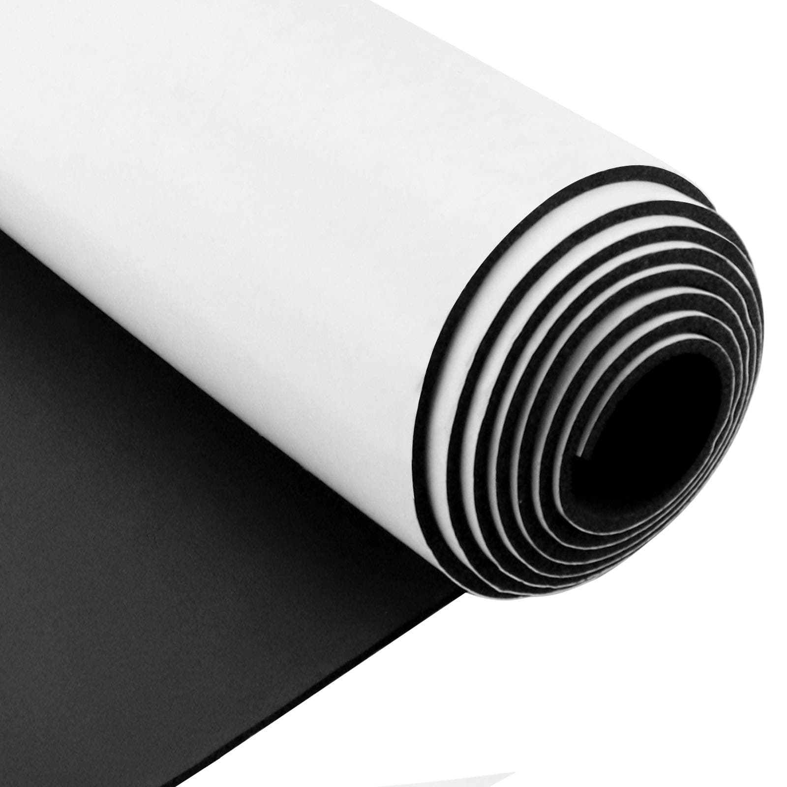 Foam Insulation Neoprene Sheets with Adhesive,Multi-Function Soundproof Large Marine Closed Cell Neoprene Rubber Roll (W:12 Inch T:1/16 Inch L:59 Inch,Black)