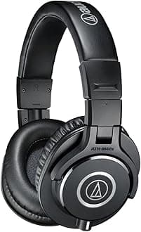 ATH-M40x Professional Studio Monitor Headphone, Black, with Cutting Edge Engineering, 90 Degree Swiveling Earcups, Pro-Grade Earpads/Headband, Detachable Cables Included