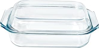 Small 1.4-QT Tempered Glass Casserole Dish with Lid, Rectangular Clear Glass Casserole Bakeware with Glass Lid