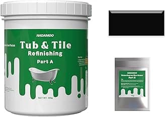 NADAMOO Tub and Tile Refinishing Paint, Black, 500g / 17.5 oz, DIY Bathtub Sink Reglaze Kit Countertop Resurface Kit for Bathroom Kitchen Porcelain Fiberglass, Semi-matte Coat
