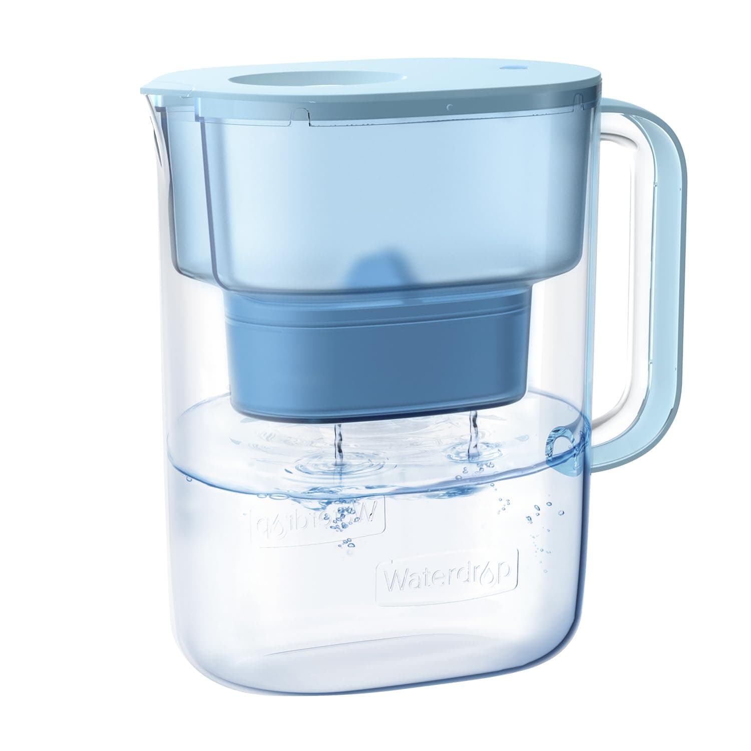 Waterdrop PT-07B-A Alkaline Water Filter Pitcher, 10-Cup, Healthy, Clean & Toxin-Free Mineralized Alkaline Water, Up to 100 Gallons, Improves Coffee Taste, Up to pH 9.5, BPA-Free, Blue