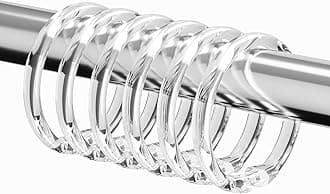 Kutesna 12 PCS Clear Plastic Shower Curtain Rings, Easy Snap Closure Shower Curtain Hooks