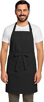CRASOME Apron for Kitchen | Unisex Cooking Apron with 2 Pockets and Adjustable Straps | Apron for Chef, Hotel, Cafe, Restaurant, Gardening, Workshop