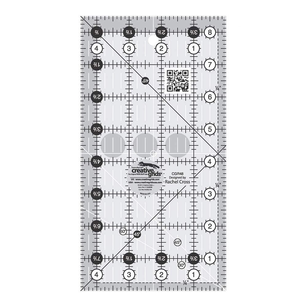 Quilt Ruler 4-1/2in x 8-1/2in Rectangle – CGR48 – Made in USA, Non-Slip Grip Acrylic Quilting, Sewing, Crafting, Patchwork Ruler for Measuring & Cutting Fabric