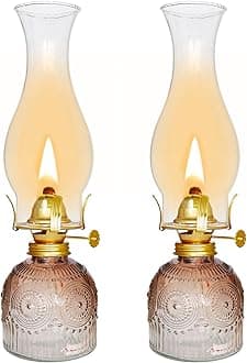 2 Pieces Chamber Oil Lamps for Indoor Use, Large Glass Clear Kerosene Lamp Home Decorative Color Hurricane Lamp Oil Lantern 11" Vintage Oil Lamp for Tabletop Decor Lighting