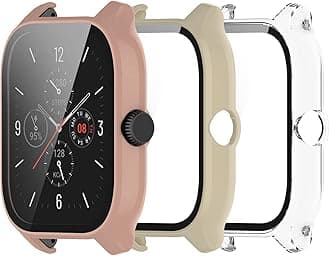 Compatible for Amazfit GTS 4 Watch Case. Scratch-Resistant Protective Case Cover PC Case with HD Tempered Glass Screen Protector for Amazfit GTS 4 GTS4 Case (3 Pack D)